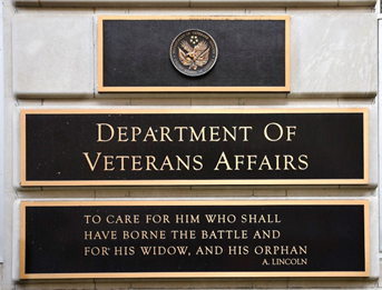 Department of Veterans Affairs plaque - 'To care for him who shall have borne the battle, and for his widow, and his orphan…' Abraham Lincoln