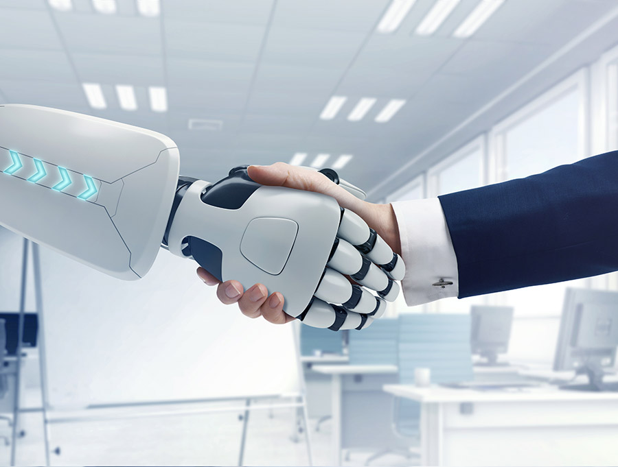 robot and human shaking hands robot and human shaking hands